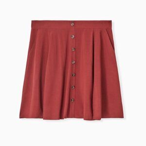 Torrid Size 4 (26W) Brick Red Challis Button Front Mini Skirt